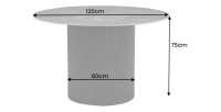 Table de salle à manger LUMEA – Ronde 120 cm – Effet marbre gris foncé – Pied central large – Style contemporain