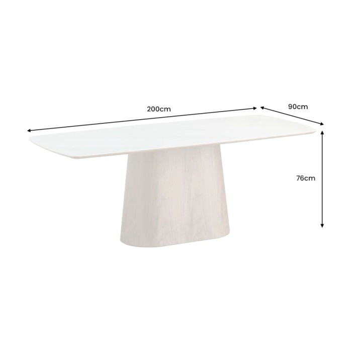 Table LUMEA blanche et bois dimensions