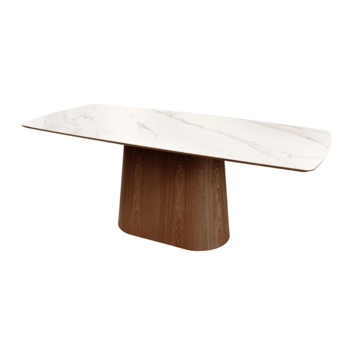 Table LUMEA blanche et bois sur fond blanc