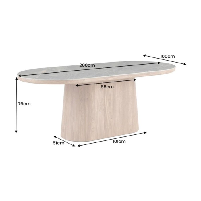 Table ovale LUMEA noir et bois dimensions
