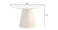 Table de salle à manger LUMEA – Ronde 120 cm – Plateau céramique effet marbre blanc et pied en noyer – Style contemporain