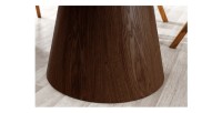 Zoom sur le pied de la table LUMEA ronde blanche et bois foncée