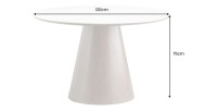 Table de salle à manger LUMEA – Ronde 120 cm – Plateau céramique effet marbre blanc – Ped en bois massif – Style contemporain