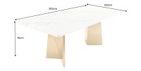 Table de salle à manger OREA – Rectangulaire – Marbre blanc et doré – Pieds métal – Style chic et moderne