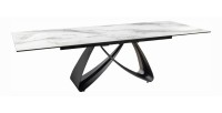 Table ZAREL – Extensible 180 à 260 cm – Céramique et verre trempé – Effet marbre blanc – Style contemporain