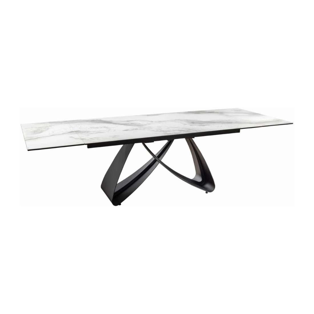 Table ZAREL – Extensible 180 à 260 cm – Céramique et verre trempé – Effet marbre blanc – Style contemporain