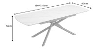 Table de salle à manger OPHIRA – Extensible 180 à 230 cm – Effet marbre blanc – Pieds métal – Style contemporain