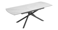 Table de salle à manger OPHIRA – Extensible 180 à 230 cm – Effet marbre blanc – Pieds métal – Style contemporain