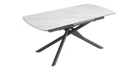 Table de salle à manger OPHIRA – Extensible 180 à 230 cm – Effet marbre blanc – Pieds métal – Style contemporain