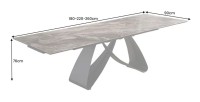 Table de salle à manger ZAREL – Extensible 180 à 260 cm – Céramique et verre trempé – Aspect marbre gris taupe