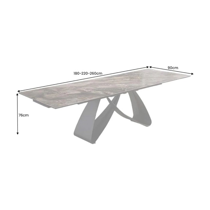 Table ZAREL gris taupe dimensions