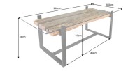 Table de salle à manger RAFTA – Rectangulaire 220 cm – Bois, métal et verre – Style industriel
