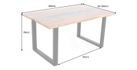 Table de salle à manger LAGUNA – Rectangulaire 160 cm – Bois massif d’acacia et résine époxy bleue