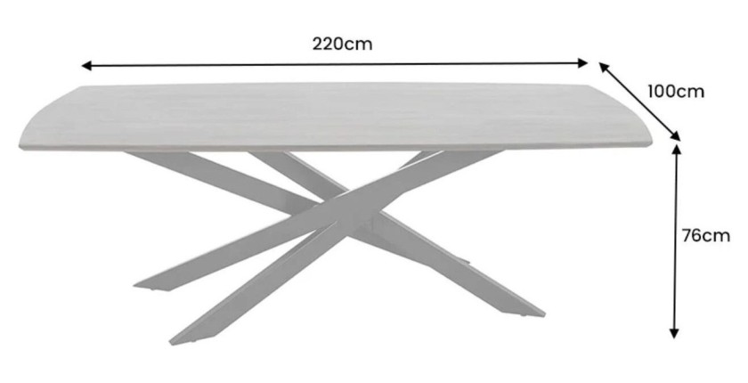 Table de salle à manger ARKOS – Rectangulaire 220 cm – Bois de manguier et métal – Style contemporain
