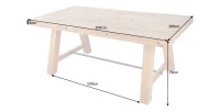 Table de salle à manger RANCHO – Rectangulaire 200 cm – Bois naturel et métal – Style rustique