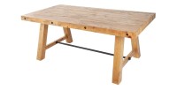 Table de salle à manger RANCHO – Rectangulaire 200 cm – Bois naturel et métal – Style rustique