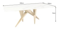 Table de salle à manger AXIS – Rectangulaire 200 cm – Effet marbre blanc – Pieds métal coloris or – Style chic