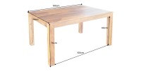 Table de salle à manger TAVINA – Rectangulaire 120 cm – Bois massif – Style rustique