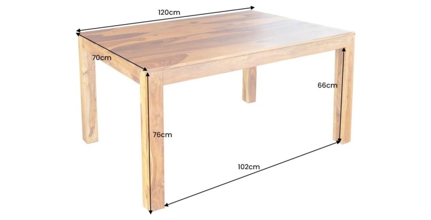 Table de salle à manger TAVINA – Rectangulaire 120 cm – Bois massif – Style rustique