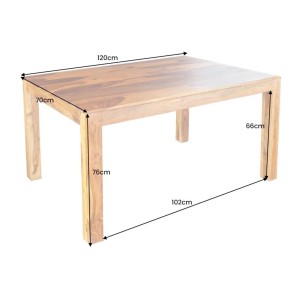 Table de salle à manger TAVINA – Rectangulaire 120 cm – Bois massif – Style rustique
