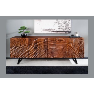 Buffet 175 cm 4 portes bois massif acacia noyer brun – Collection AXIS