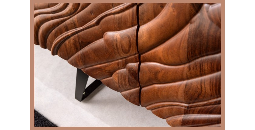 Buffet 175 cm 4 portes bois massif acacia noyer brun – Collection AXIS
