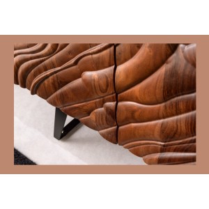 Buffet 175 cm 4 portes bois massif acacia noyer brun – Collection AXIS