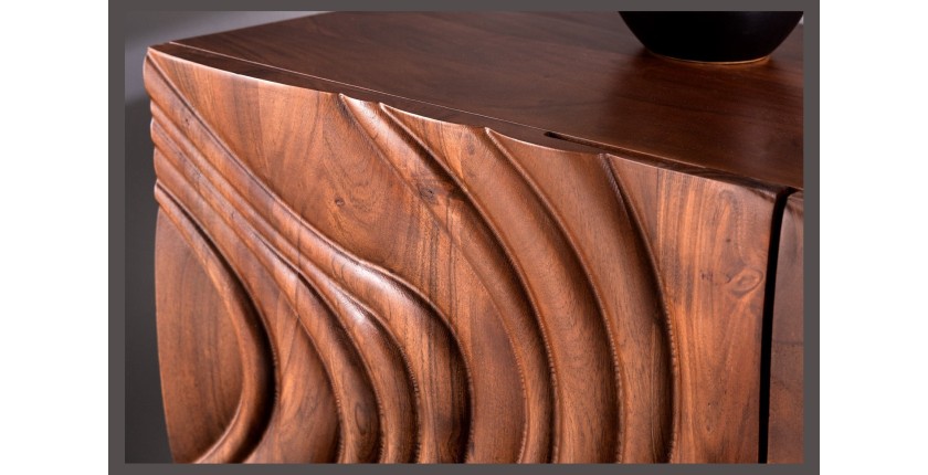 Buffet 175 cm 4 portes bois massif acacia noyer brun – Collection AXIS