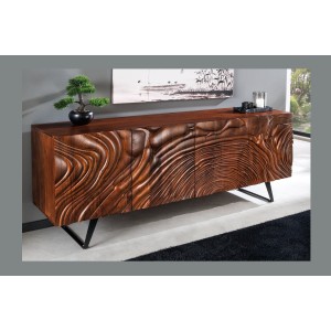 Buffet 175 cm 4 portes bois massif acacia noyer brun – Collection AXIS