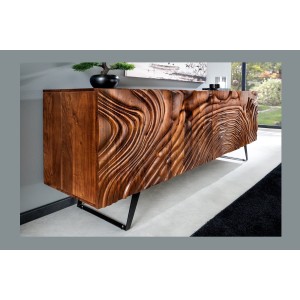 Buffet 175 cm 4 portes bois massif acacia noyer brun – Collection AXIS