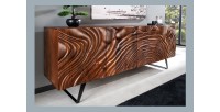 Buffet 175 cm 4 portes bois massif acacia noyer brun – Collection AXIS