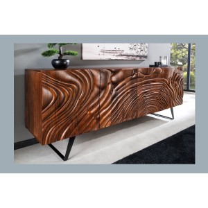 Buffet 175 cm 4 portes bois massif acacia noyer brun – Collection AXIS