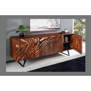Buffet 175 cm 4 portes bois massif acacia noyer brun – Collection AXIS