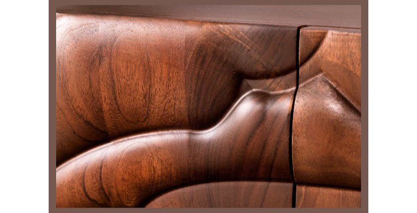 Buffet 175 cm 4 portes bois massif acacia noyer brun – Collection AXIS