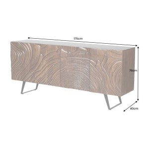 Buffet 175 cm 4 portes bois massif acacia noyer brun – Collection AXIS