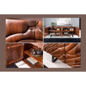 Buffet 175 cm 4 portes bois massif acacia noyer brun – Collection AXIS