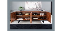 Buffet 175 cm 4 portes bois massif acacia noyer brun – Collection AXIS