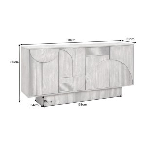Buffet 170 cm 4 portes bois massif manguier fumé gris – Collection SÖREN