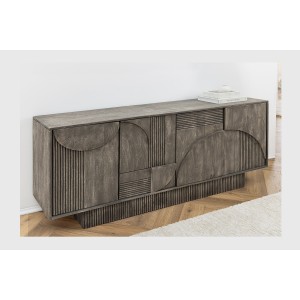 Buffet 170 cm 4 portes bois massif manguier fumé gris – Collection SÖREN