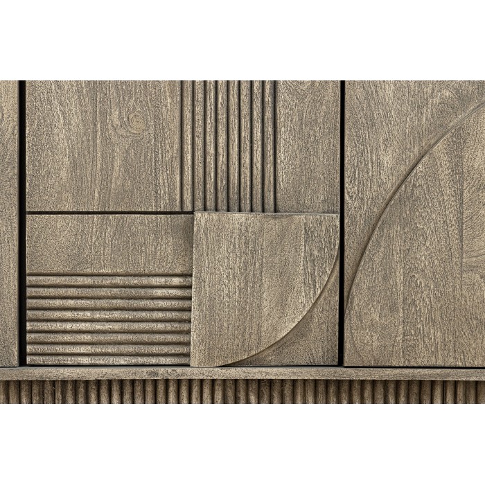 Buffet 170 cm 4 portes bois massif manguier fumé gris – Collection SÖREN