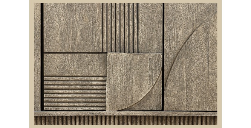 Buffet 170 cm 4 portes bois massif manguier fumé gris – Collection SÖREN