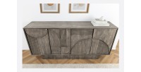 Buffet 170 cm 4 portes bois massif manguier fumé gris – Collection SÖREN