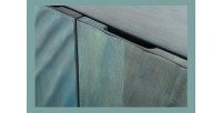 Buffet LUMBER 180 cm – Bois sculpté turquoise et doré, style design contemporain