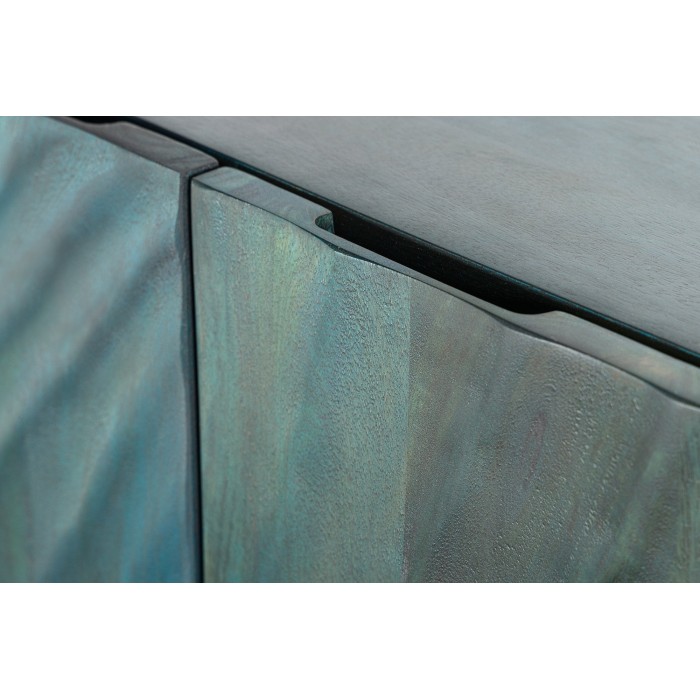 Buffet LUMBER 180 cm – Bois sculpté turquoise et doré, style design contemporain