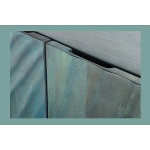 Buffet LUMBER 180 cm – Bois sculpté turquoise et doré, style design contemporain