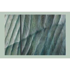 Buffet LUMBER 180 cm – Bois sculpté turquoise et doré, style design contemporain