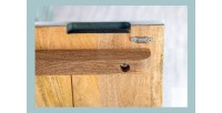 Buffet LUMBER 180 cm – Bois sculpté turquoise et doré, style design contemporain