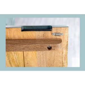 Buffet LUMBER 180 cm – Bois sculpté turquoise et doré, style design contemporain
