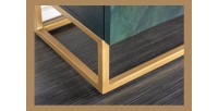 Buffet LUMBER 180 cm – Bois sculpté turquoise et doré, style design contemporain