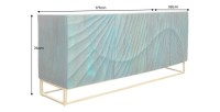 Buffet LUMBER 180 cm – Bois sculpté turquoise et doré, style design contemporain